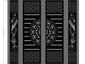Cổng 4 cánh trống đồng bông tuyết hoa sen cnc dxf