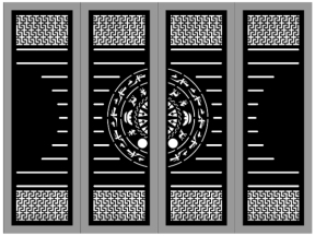 Cổng 4 cánh trống đồng cnc 2 cánh trống đen