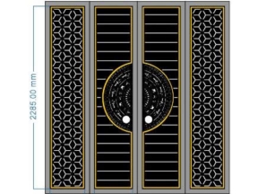 Cổng 4 cánh trống đồng có ô thoáng cnc