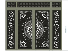 Cổng 4 cánh trống đồng hoa dây kết hợp ô thoáng