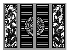 Cổng 4 cánh trống đồng rồng hiện đại