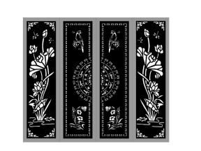 Cổng 4 cánh trống đồng sen chim