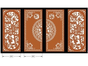 Cổng 4 cánh trống đồng tài lộc hoa mai cnc