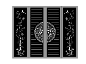 Cổng 4 cánh trống đồng trúc cnc dxf