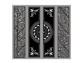 Cổng 4 cánh trống đồng vách lá cây