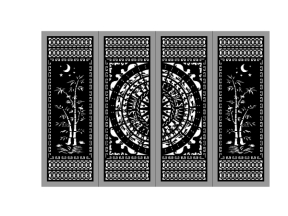Cổng 4 cánh trúc trống đồng con dơi cnc