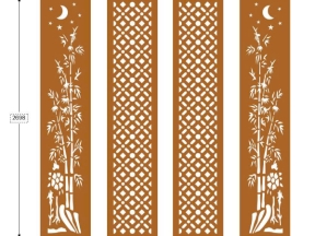 Cổng 4 cánh trúc và mẫu họa tiết hình phong cách cnc