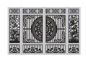 Cổng 4 cánh tùng tùng cúc trúc mai cnc