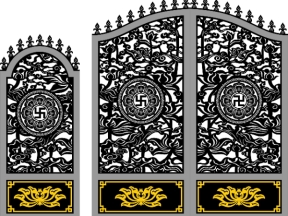 Cổng chùa hoa sen có cổng phụ cnc