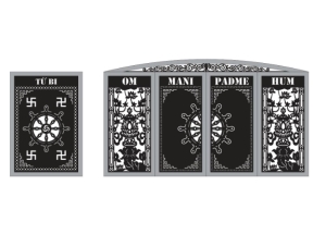 Cổng CNC 4 cánh Phật giáo bánh xe pháp luân kết hợp hoa sen