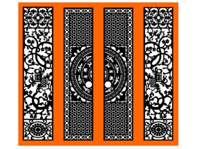 Cổng CNC 4 cánh trống đồng kết hợp hoa mai