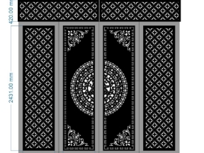 Cổng hoa 4 cánh có bông gió đẹp thiết kế cnc