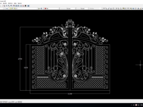 Cổng sắt mỹ thuật 2 cánh model dxf tuyệt đẹp