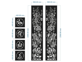 Cổng tùng cúc trúc mai mai vạn sự như ý dxf