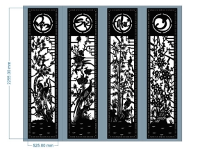 Cổng tùng cúc trúc mai vạn sự như ý cnc đẹp