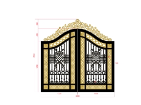 Cửa cổng cnc 2 cánh đẹp sang trọng model dxf