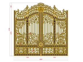 Cửa cổng cnc 4 cánh bản vẽ sang trọng phong cách model dxf