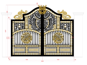 Cửa cổng cnc mẫu họa tiết rồng model dxf
