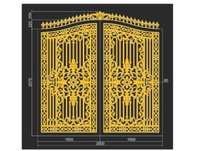 Cửa sắt cổng cnc 2 cánh đẹp đơn giản model dxf