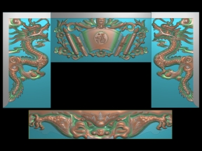 Download File thiết kế mẫu Bộ Tủ Thờ Thần Tài Rồng Góc Cuốn Thư Yếm Hổ Phù cnc gỗ bản đẹp