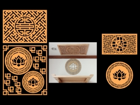 Download File thiết kế mẫu Cắt 2D Bàn Thờ sen Chữ Phúc cnc gỗ bản đẹp