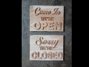 Download File thiết kế mẫu Cắt 2D Biển Hiệu (Bảng Hiệu) Open Close Đóng Mở Cửa cnc gỗ bản đẹp