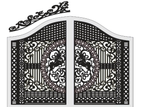 Download model cổng 2 cánh hoa văn ngựa cnc đẹp