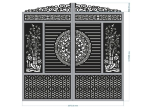 Download model cổng 2 cánh trống đồng trúc dxf