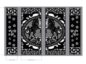 Download model cổng 4 cánh ngựa cnc dxf đẹp