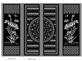 Download model cổng 4 cánh trống đồng hoa sen cnc dxf