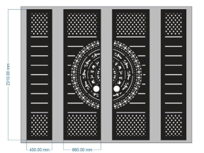 Download model cổng 4 cánh trống đồng nan chéo cnc