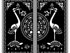 Download model cổng hạc đứng trên lưng rùa 2 cánh cnc dxf