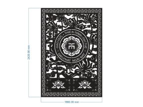 Download model cổng sen 2 cánh cnc hoa văn chữ vạn giữa