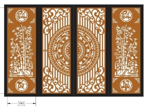 Dxf cổng 4 cánh phát tài phát lộc