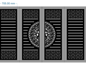 Dxf cổng 4 cánh trống đồng đẹp mắt