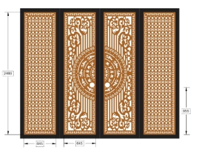 Dxf thiết kế cổng 4 cánh hoa văn mới