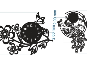 File 2 thiết kế đồng hồ hoa và chim công cnc