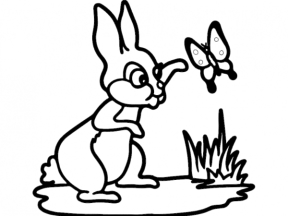 File 2D thỏ con chơi cùng bươm bướm cắt CNC