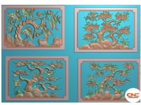 File 3d cnc tứ quý tùng cúc trúc mai