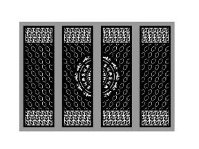 File autocad cổng 4 cánh trống đồng độc đáo