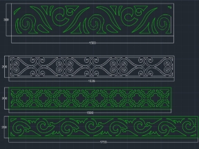 File cad 2d bốn mẫu thiết kế dải diềm mái kính hiện đại