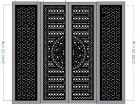 File cad cắt cnc cổng 4 cánh trống đồng bông tuyết