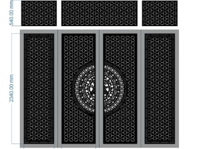 File cad cnc cổng 4 cánh bông tuyết trống đồng có nẹp chìm