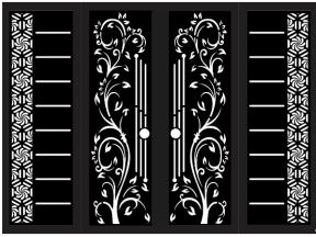 File cad CNC cổng 4 cánh hoa dây hiện đại đối xứng