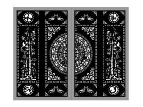 File cad cnc cổng 4 cánh vạn sự như ý trúc trống đồng