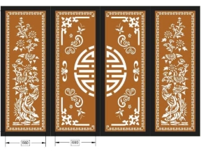 File cad cổng 4 cánh chữ thọ cnc