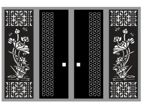 File cad cổng 4 cánh hoa sen