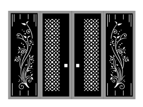 File cad cổng 4 cánh hoa văn đẹp mắt hiện đại