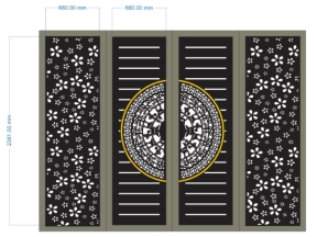 File cad cổng 4 cánh trống đồng hoa lá đẹp 2026