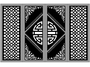 File cad cổng 4 cánh trống đồng hoa văn hiện đại